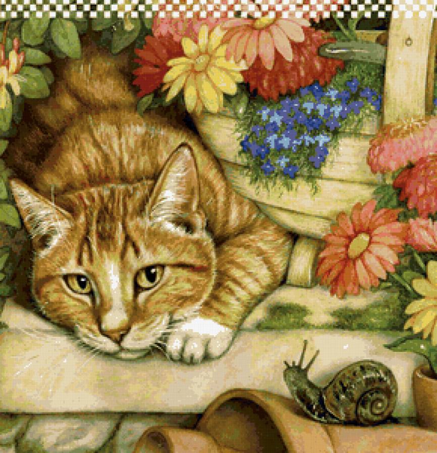 котик - коты, кот, животные, цветы, кошки, кошка - предпросмотр