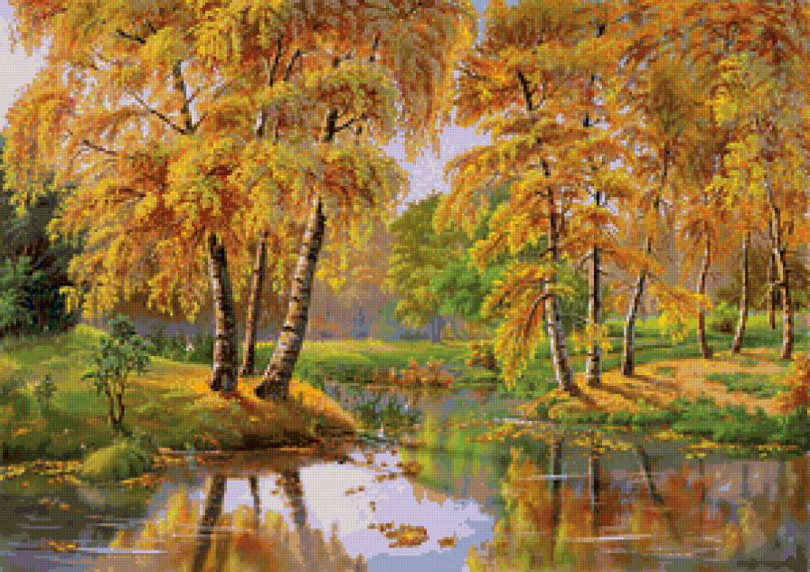 Осень золотая - живопись, пейзаж - предпросмотр