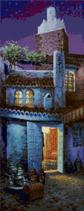 Ночь - живопись, домики - предпросмотр