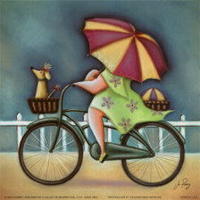 Схема вышивки «Дама на велосипеде»