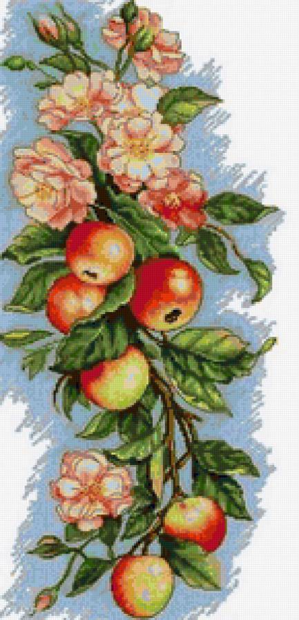 Яблоки - бабочки, фруктовое панно, цветы, ягоды, яблоки, клубника - предпросмотр
