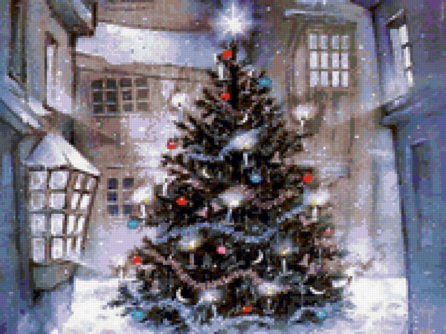 новогодняя ёлка во дворе - елка во дворе, новый год, елка, новогодняя елка - предпросмотр