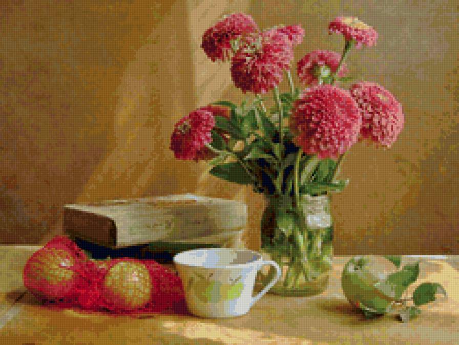 натюрморт - книга, цветы, натюрморт - предпросмотр