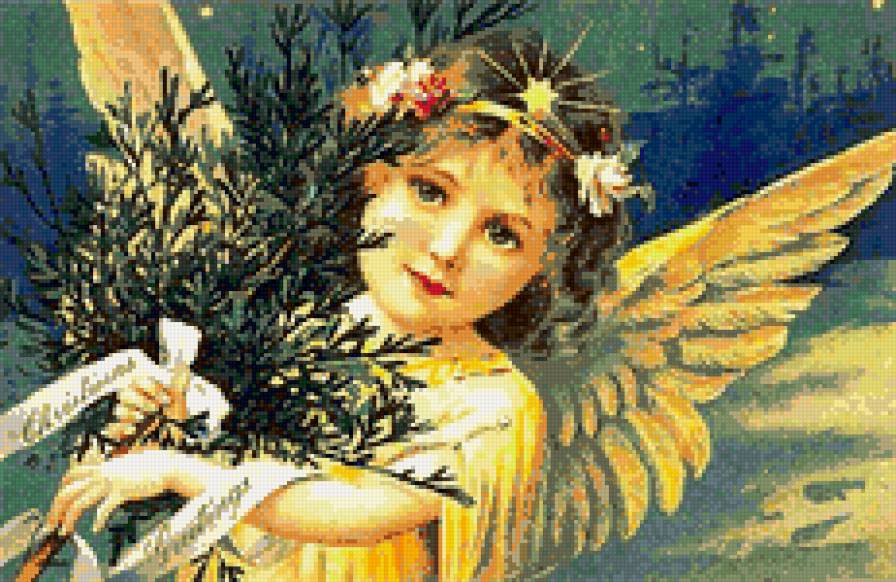 ангел несёт ёлочку - ангел, елка - предпросмотр