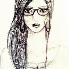 Схема вышивки «Девушка в очках»