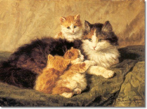 Henriette Ronner-Knip - кошка, котята - оригинал