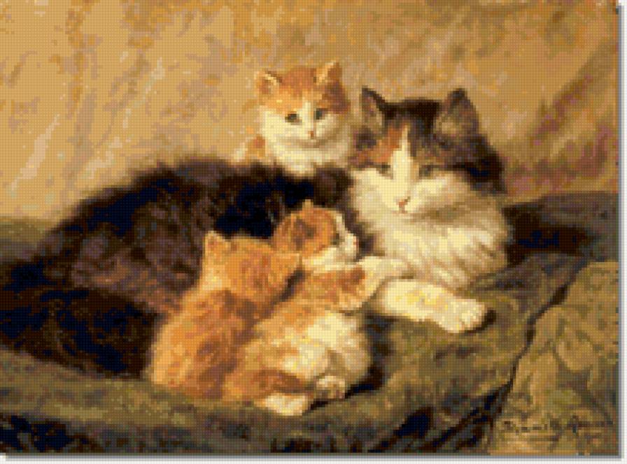 Henriette Ronner-Knip - котята, кошка - предпросмотр