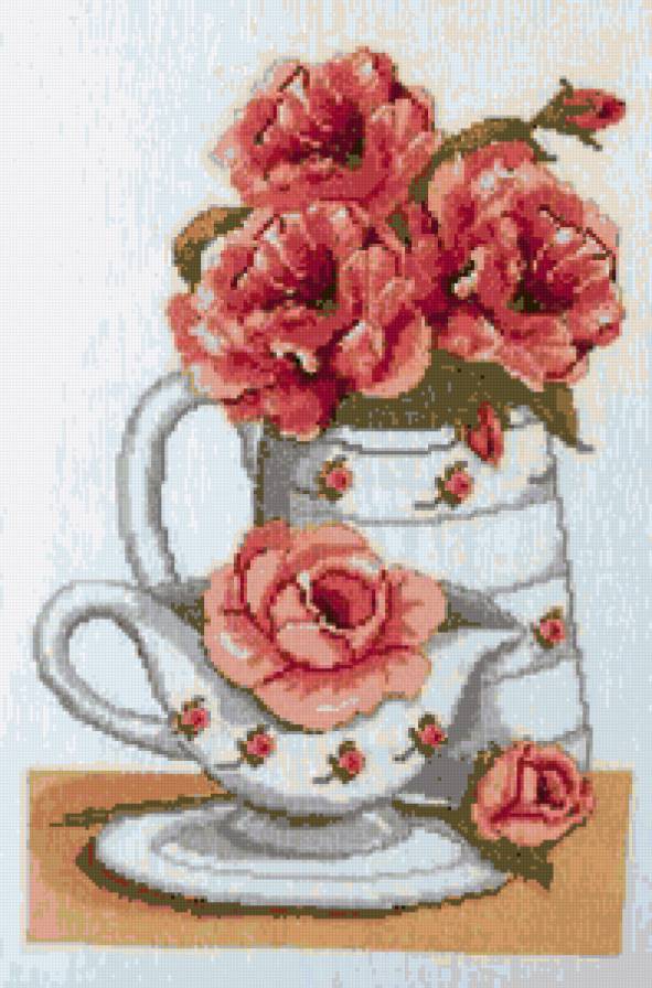 Розы - душистые розы, посуда, роза, цветы, фарфор, розы - предпросмотр