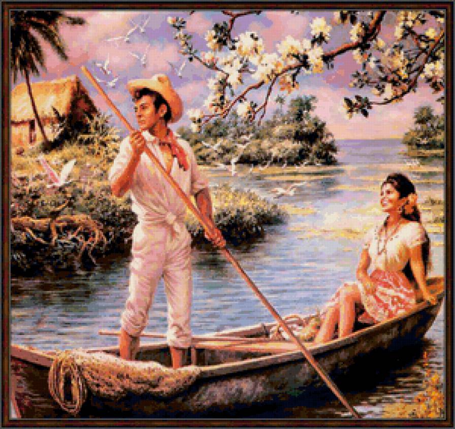 Хесус Хельгуэро - лодка, девушка, пара - предпросмотр