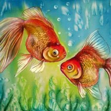 Схема вышивки «золотые рыбки»