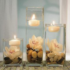 Схема вышивки «галька в стаканах с водой и плавающими свечами»