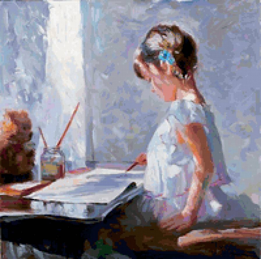 Художница. Волегов. - волегов, живопись, девочка, картина, дети - предпросмотр