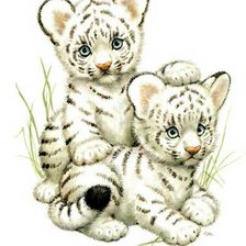 Схема вышивки «Детские картинки "Два тигрёнка"»