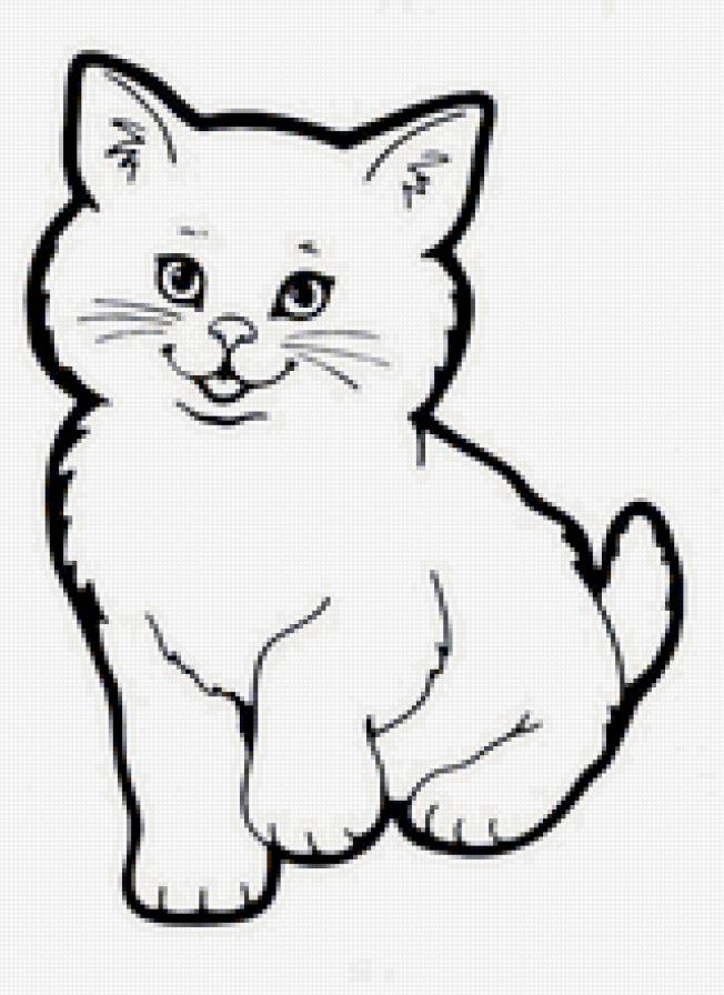 Котенок - коты, живопись, животные, монохром - предпросмотр