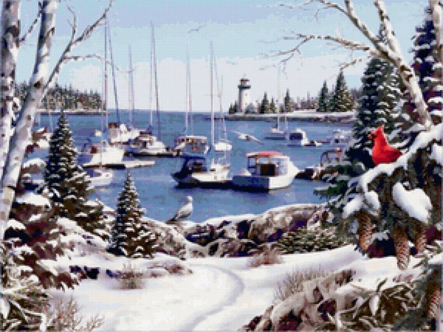 Зимний пейзаж - пейзаж, бухта, зима - предпросмотр