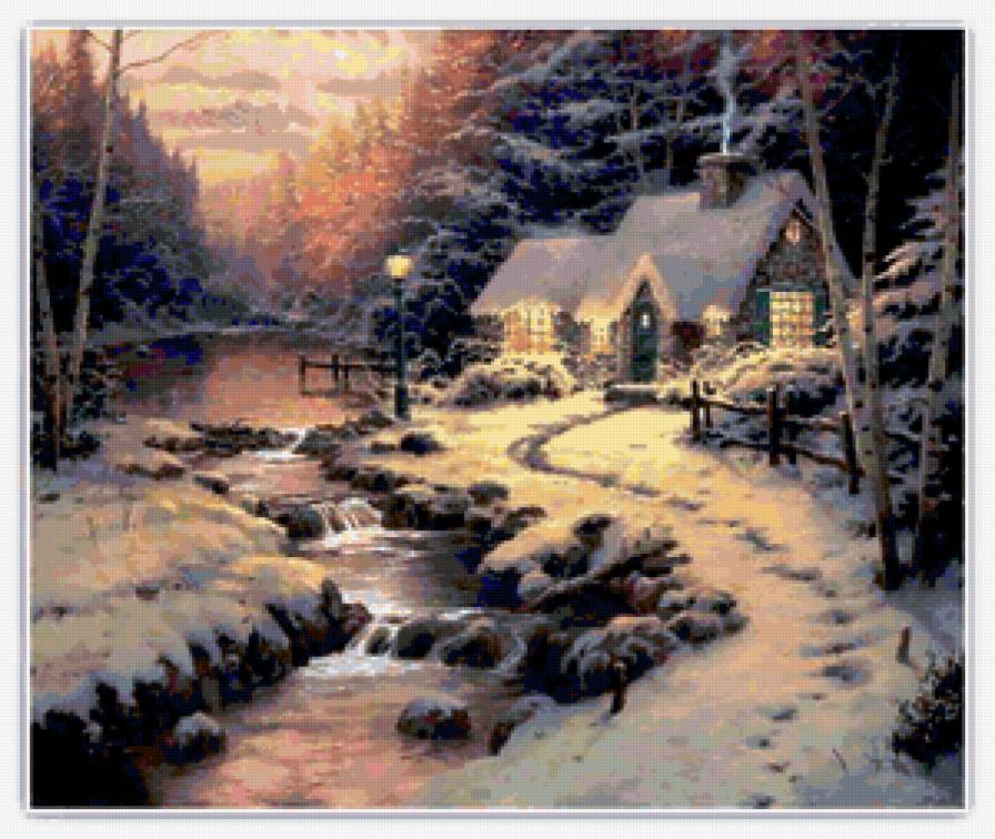 Зима - дом, пейзаж, зима - предпросмотр