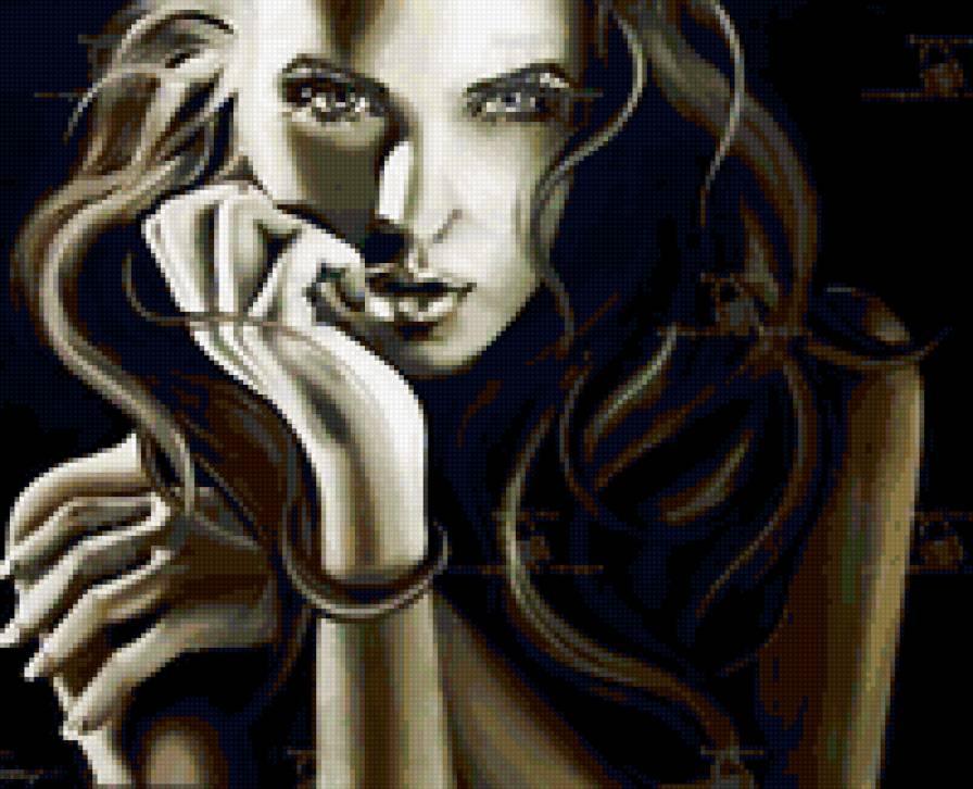 девушка - портрет, живопись, женщина - предпросмотр