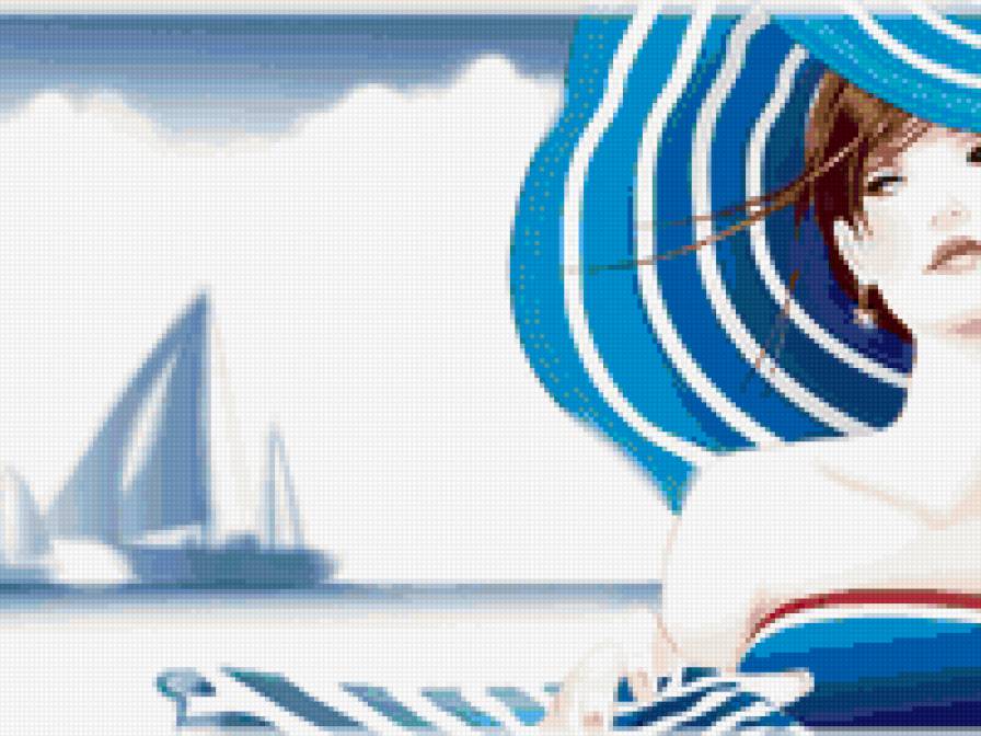 морская - корабль, море, девушка, шляпа - предпросмотр