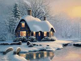 Зимний пейзаж - домик, пейзаж, зима - оригинал