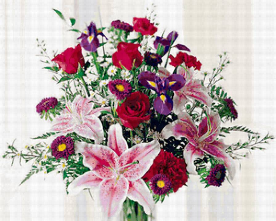 №138187 - лилия, букет, роза, цветы - предпросмотр