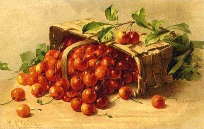 Корзина с вишней - вишня, ягоды, корзина - оригинал