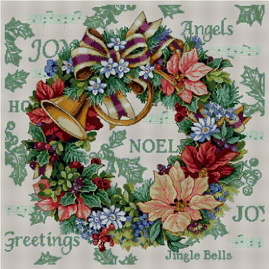 Рождественский веночек - новый год, цветы, снег, зима - предпросмотр