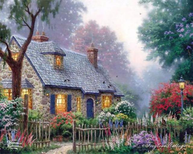 Домик - дом, цветы, пейзаж - оригинал