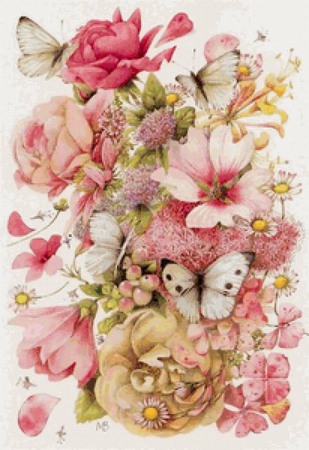 букет - цветы, бабочки, букет - предпросмотр