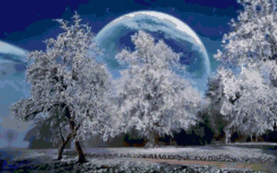 №139057 - ночь, зима, природа, луна - предпросмотр