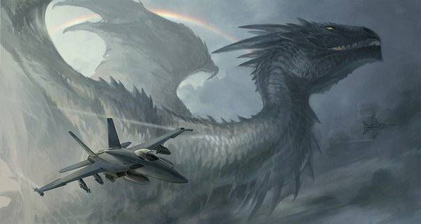Дракон - самолет, дракон, небо - оригинал