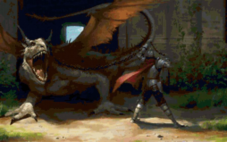 Дракон - рыцарь, дракон, сражение - предпросмотр