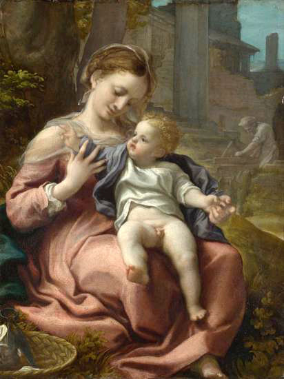Антонио Корреджо : Мадонна с младенцем - картина, живопись, искуство - оригинал