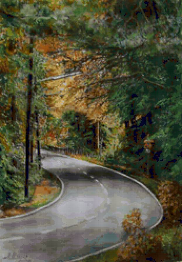 "Поворот в осень" - пейзаж - предпросмотр