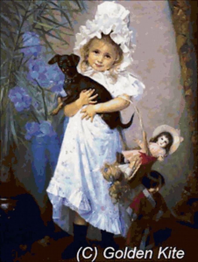 Дети и животные - живопись, животные, дети - предпросмотр