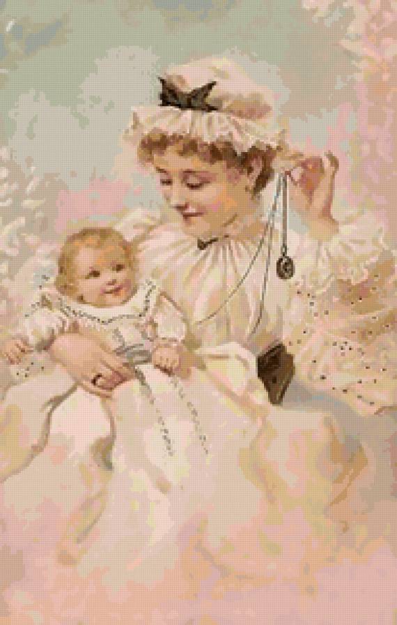 Старые открытки - мама, ребенок - предпросмотр