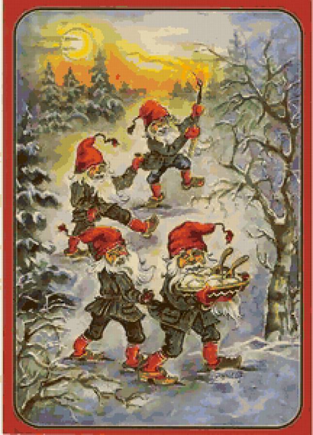 Старые открытки - гномы - предпросмотр