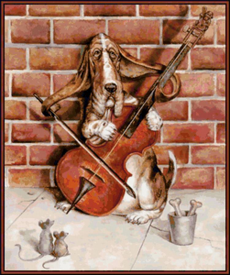 Скрипач - собака, пес, инструмент, музыка - предпросмотр