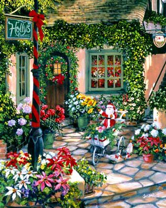 Рождественский дворик - дом, дворик, зима - оригинал