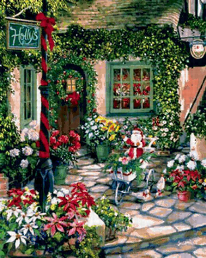 Рождественский дворик - дом, дворик, зима - предпросмотр