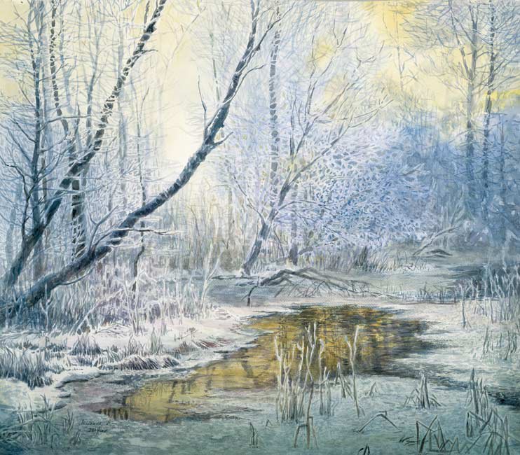 зимушка - природа, лес, река, зима, пейзаж - оригинал