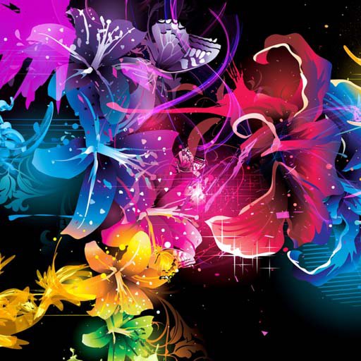 неоновые цветы - цветы, неон - оригинал