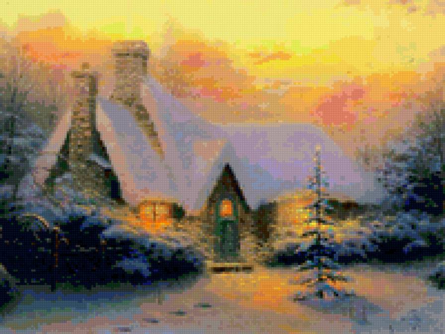 Новогодний пейзаж - зима, пейзаж, снег, новый год, елка - предпросмотр