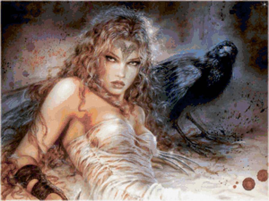 девушка и ворон - ворон, очень красиво, девушка - предпросмотр