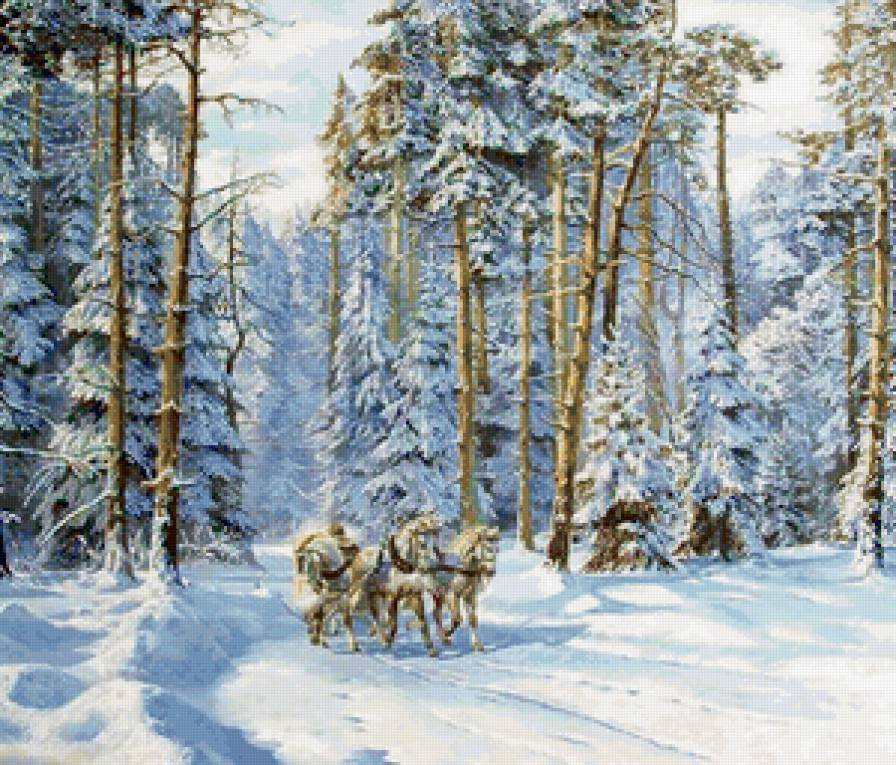 тройка - зима, лошадь - предпросмотр