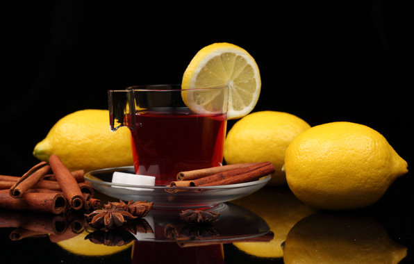 Чай с лимоном - рекомендую вышивать на черной канв, чтобы не зашивать черный фон - оригинал