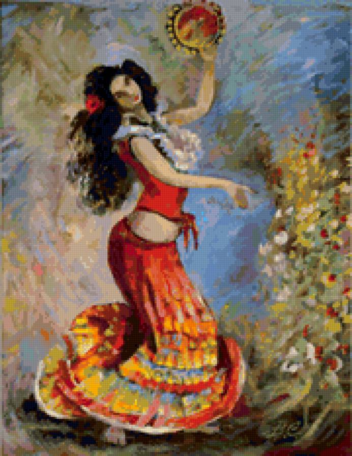 Танец цыганки - девушка, картина, танец, цыганка - предпросмотр