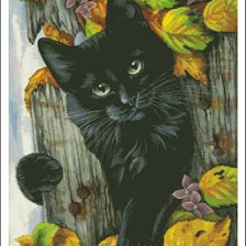Схема вышивки «черный кот осень»