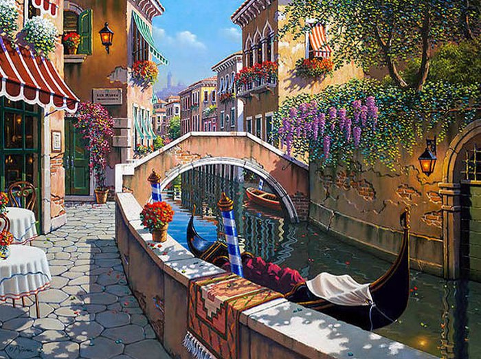Венеция - красота, природа, мост, пейзаж, венеция, лодка - оригинал