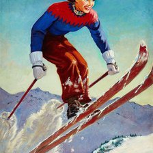 Оригинал схемы вышивки «девушка на лыжах» (№143020)