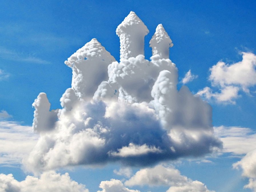 замок из облаков - замок фэнтази, облака, замки, небо - оригинал